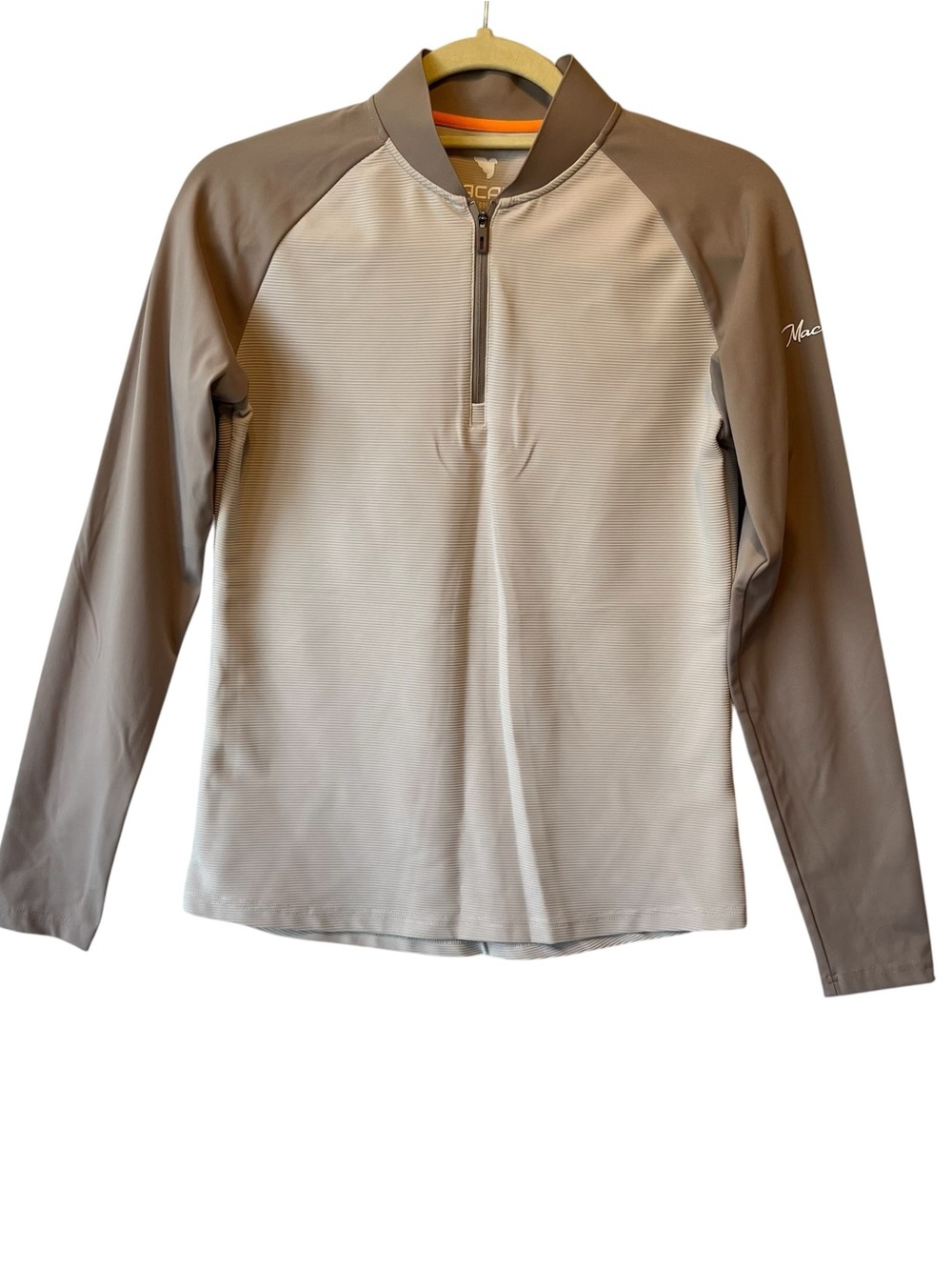 Macade 1/4 zip Taupe Beige M Golf Tech shirt Long sleeves Performance Pullover